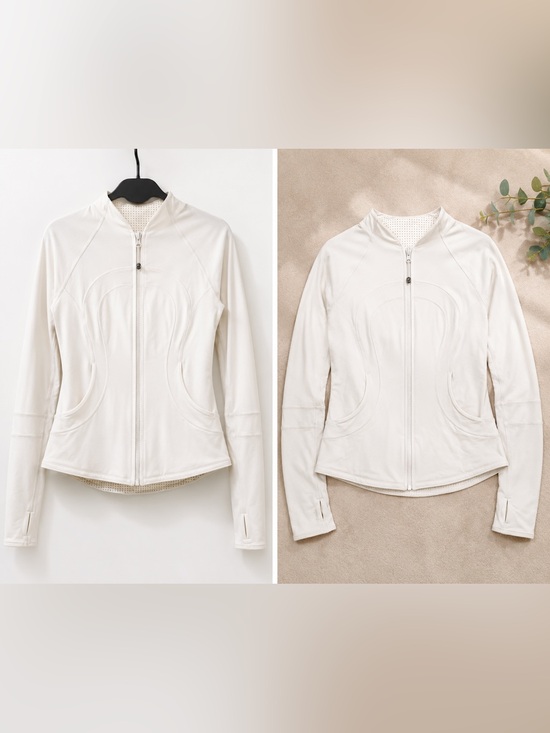 lululemon athletica Jackets & Blazers - Lululemon White Athletica Full Zip Jacket Womens Long Sleeve Mock Neck sz 4